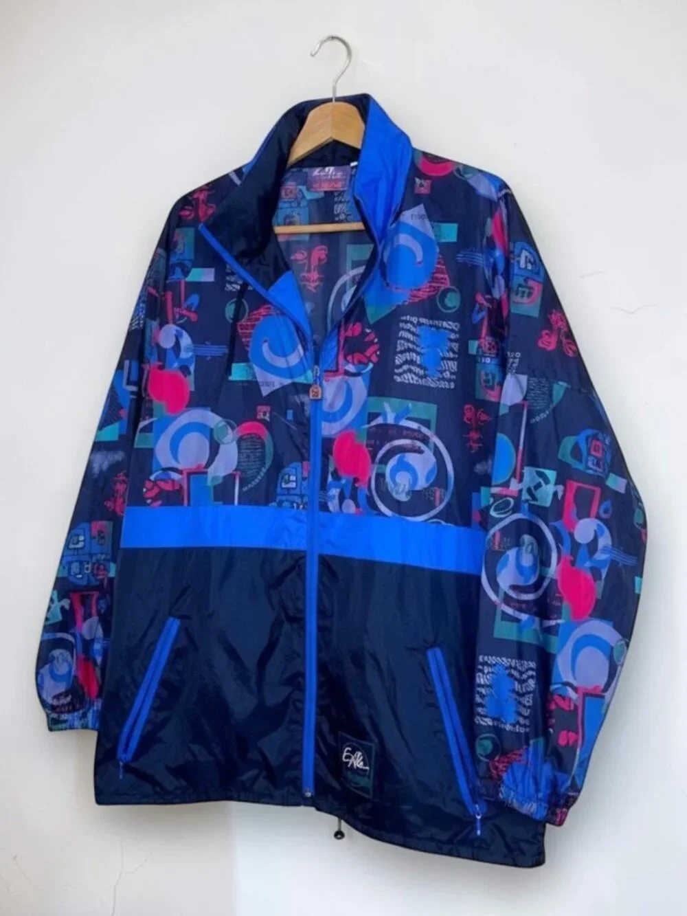 J. Jeantex Vintage 90s Exile of Function Y2K Packable Windbreaker Jacket XL XXL